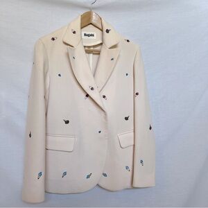 Hagahi Cream Wool Embroidered Ice Cream Cones Artist Collaboration Blazer